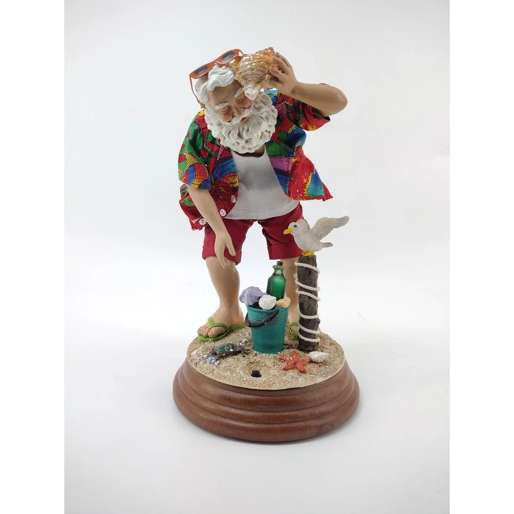 Kurt S Adler Fabriche Beach Santa Shell Tropical Hawaiian Christmas Figurine